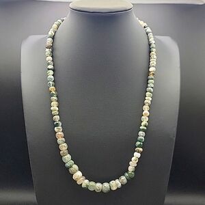 NEW Untreated 370 Cts Tree Agate Round Shape Beaded 20" Gemstone Necklace Unisex